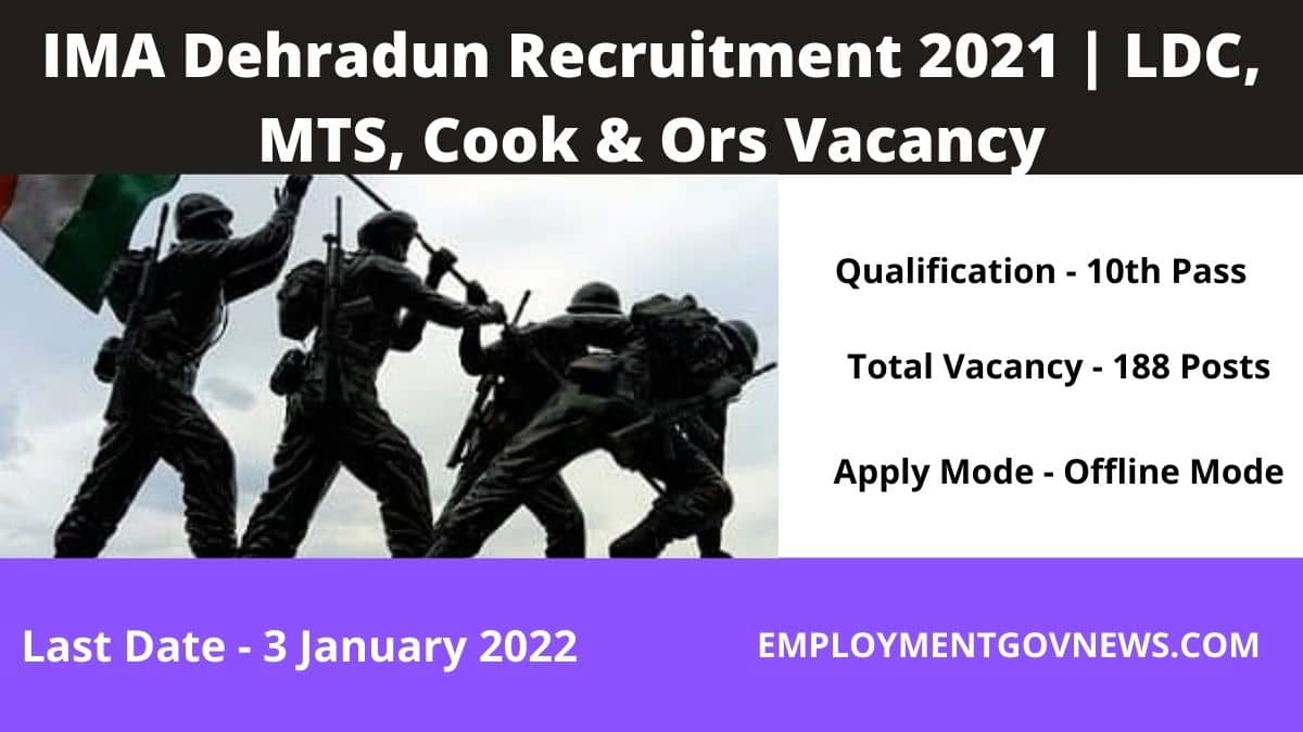 IMA Dehradun Recruitment 2021 LDC, MTS, Cook & Ors Vacancy