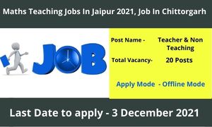 Maths Teaching Jobs In Jaipur 2021, Job In Chittorgarh